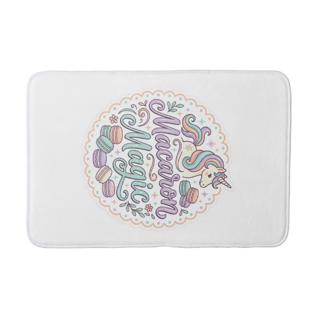 Unicorn Macaron Magic Whimsical T-Shirt Design_1 Bath Mat (Front)