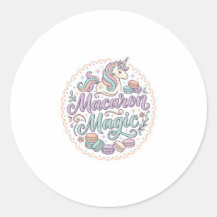 Unicorn Macaron Magic Whimsical T-Shirt Design_1 Classic Round Sticker