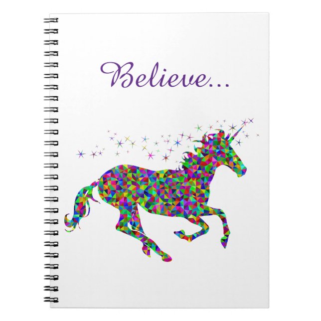 Unicorn Magic Believe Colourful Journal (Front)