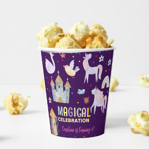 Unicorn magic celebration birthday kids  paper cups