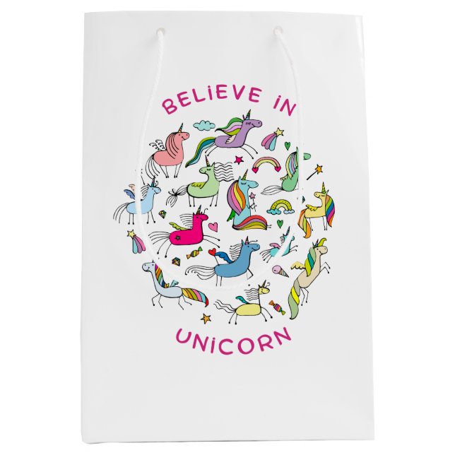 Unicorn Magic Kawaii    Medium Gift Bag (Front)