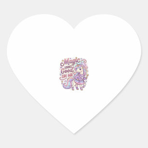 Unicorn Magic Looks Good on Me Graphic Design Whit Heart Sticker
