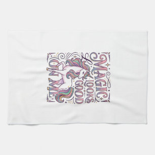 Unicorn Magic Looks Good on Me Trendy Shirt Graphi Tea Towel