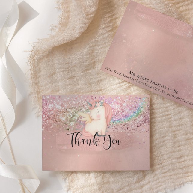 Unicorn Magic Pastel Rainbow Baby Girl Thank You Card (Creator Uploaded)