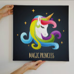 Unicorn Magic Princess Colourful Canvas Print<br><div class="desc">This design features a gorgeous brightly coloured unicorn with golden horn with a background of stars and modern typography "Magical Princess" written in gold. A stunning gift for her. View the other fabulous products in this design in our store.</div>