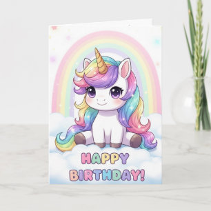 Unicorn Magical Birthday Card Personalised Rainbow