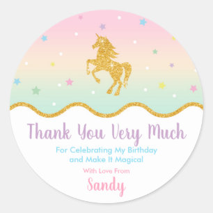 Unicorn Magical Birthday Party Favour Sticker