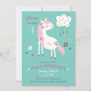 Unicorn Magical Birthday Party Invitation