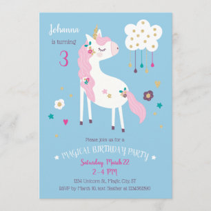 Unicorn Magical Birthday Party Invitation