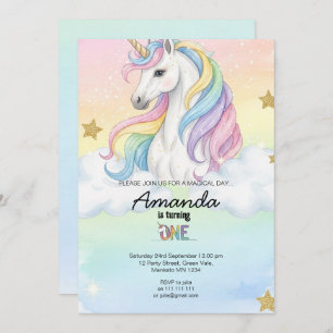Unicorn Magical Birthday Party Invitation Card
