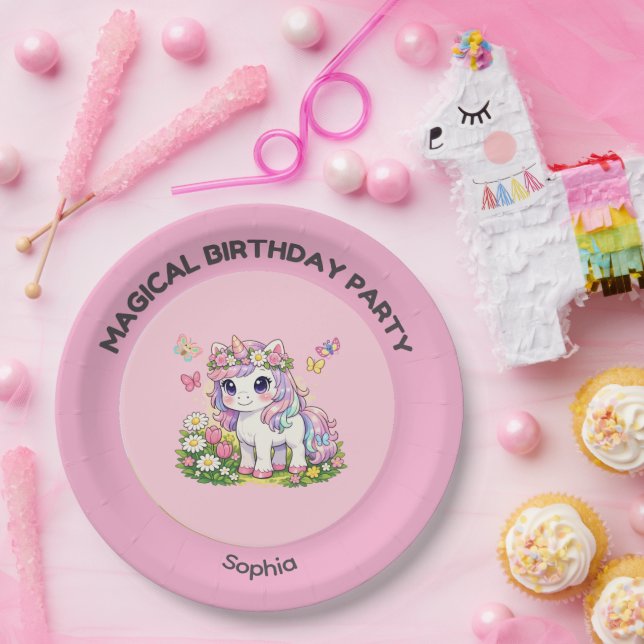 Unicorn Magical Birthday Party Paper Plates (Party)