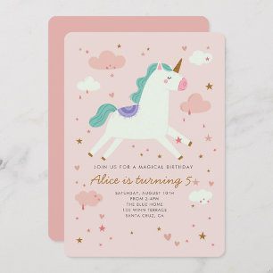 Unicorn Magical Birthday Party Pink Invitation
