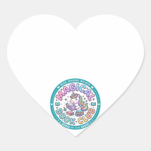 Unicorn Magical Book Club Funny Shirt Graphic_1 Heart Sticker