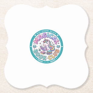Unicorn Magical Book Club Funny Shirt Graphic_1 Paper Coaster