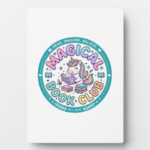 Unicorn Magical Book Club Funny Shirt Graphic_1 Plaque