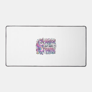 Unicorn Magical but Make It Petty Gift Idea Typogr Desk Mat