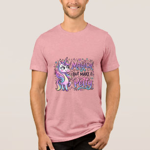 Unicorn Magical but Make It Petty Gift Idea Typogr Tri-Blend Shirt