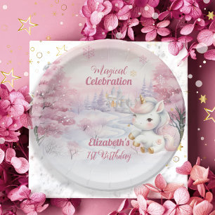 Unicorn Magical Celebration 1st Birthday Party Paper Plate