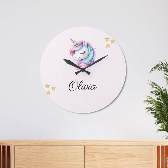 Unicorn Magical Cute Watercolor Large Clock (Creator Uploaded)
