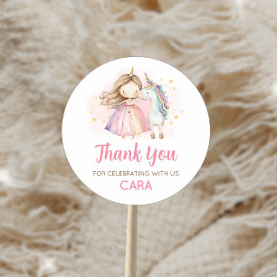 Unicorn Magical Day Birthday Party Classic Round Sticker