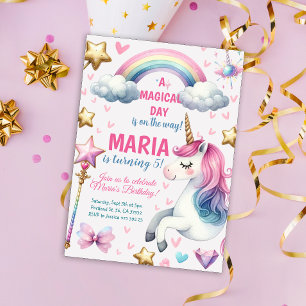 Unicorn Magical day Birthday Party Invitation