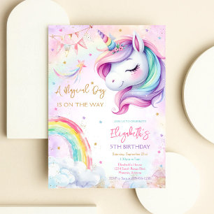 Unicorn Magical Day Rainbow Birthday Invitation