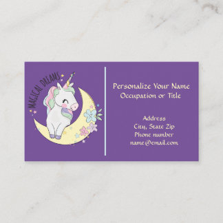 Unicorn Magical Dreams Cute Baby Pegasus Horse Business Card
