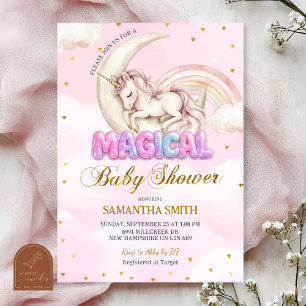 Unicorn Magical girl baby shower Invitation