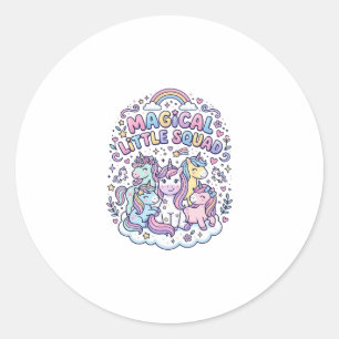 Unicorn Magical Little Squad Graphic Design Produc Classic Round Sticker