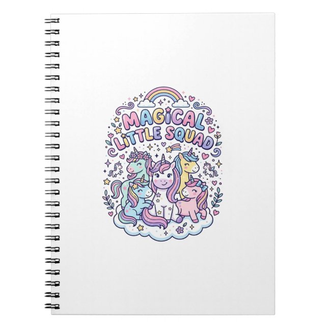 Unicorn Magical Little Squad Graphic Design Produc Notebook (Front)