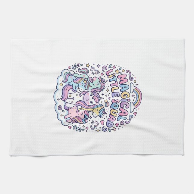 Unicorn Magical Little Squad Graphic Design Produc Tea Towel (Horizontal)