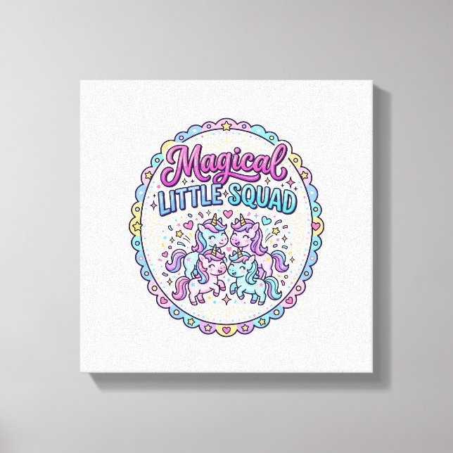 Unicorn Magical Little Squad POD Ready Apparel Gra Canvas Print (Front)