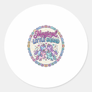 Unicorn Magical Little Squad POD Ready Apparel Gra Classic Round Sticker