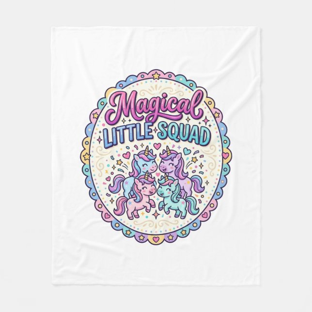 Unicorn Magical Little Squad POD Ready Apparel Gra Fleece Blanket (Front)