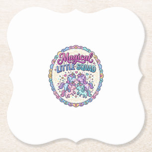 Unicorn Magical Little Squad POD Ready Apparel Gra Paper Coaster