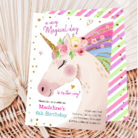 Unicorn Magical Pink Gold Rainbow Girl Birthday
