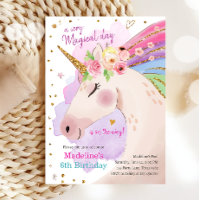 Unicorn Magical Pink Gold Rainbow Girl Birthday