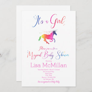 Unicorn Magical Rainbow Baby Shower Invitation