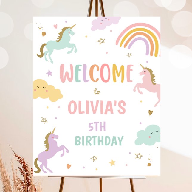 Unicorn Magical Rainbow Girl Birthday Welcome Poster (Creator Uploaded)