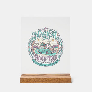 Unicorn Magical Road Trip Original Graphic Tee Des Acrylic Sign