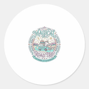 Unicorn Magical Road Trip Original Graphic Tee Des Classic Round Sticker
