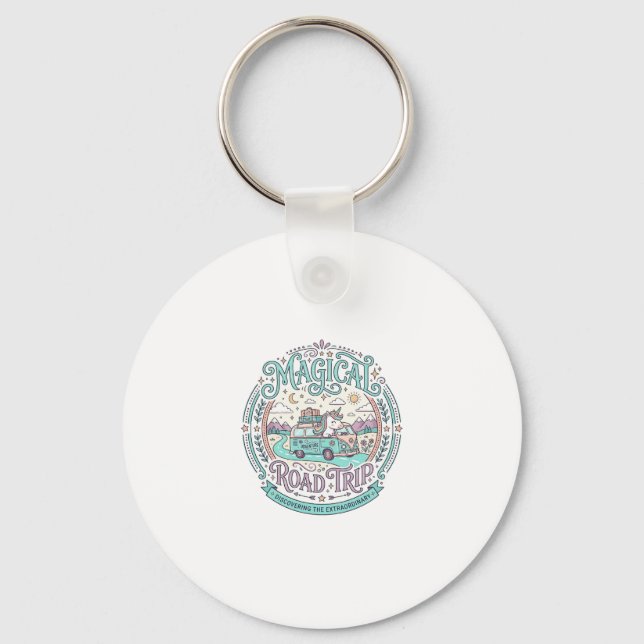 Unicorn Magical Road Trip Original Graphic Tee Des Key Ring (Front)
