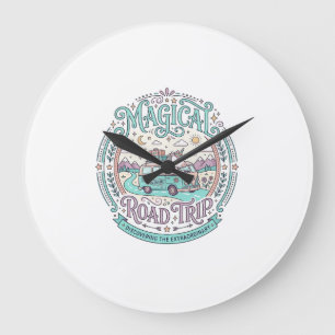 Unicorn Magical Road Trip Original Graphic Tee Des Large Clock