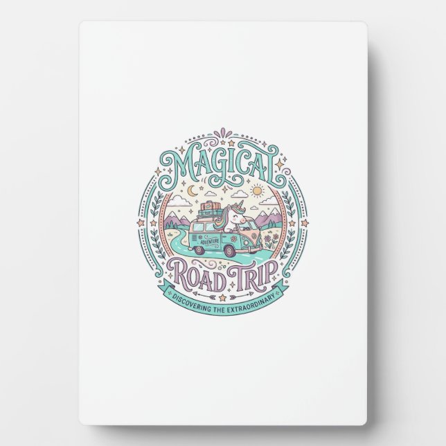 Unicorn Magical Road Trip Original Graphic Tee Des Plaque (Front)