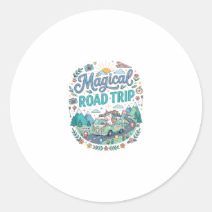 Unicorn Magical Road Trip Print Ready POD Artwork_ Classic Round Sticker