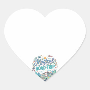 Unicorn Magical Road Trip Print Ready POD Artwork_ Heart Sticker
