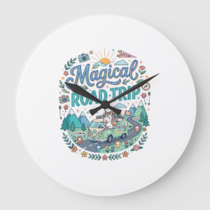 Unicorn Magical Road Trip Print Ready POD Artwork_ Large Clock