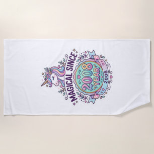 Unicorn Magical Since Year Graphic Design Zazzle D Beach Towel