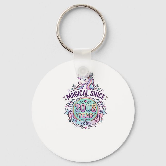 Unicorn Magical Since Year Graphic Design Zazzle D Key Ring (Front)