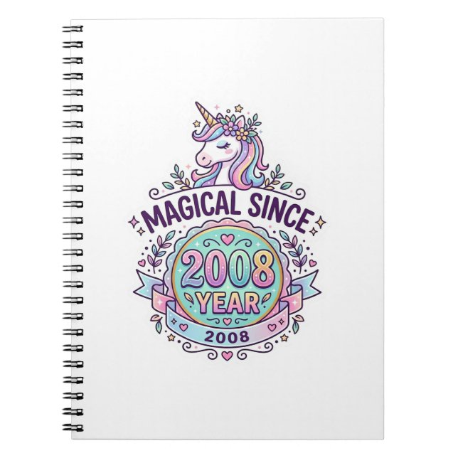Unicorn Magical Since Year Graphic Design Zazzle D Notebook (Front)